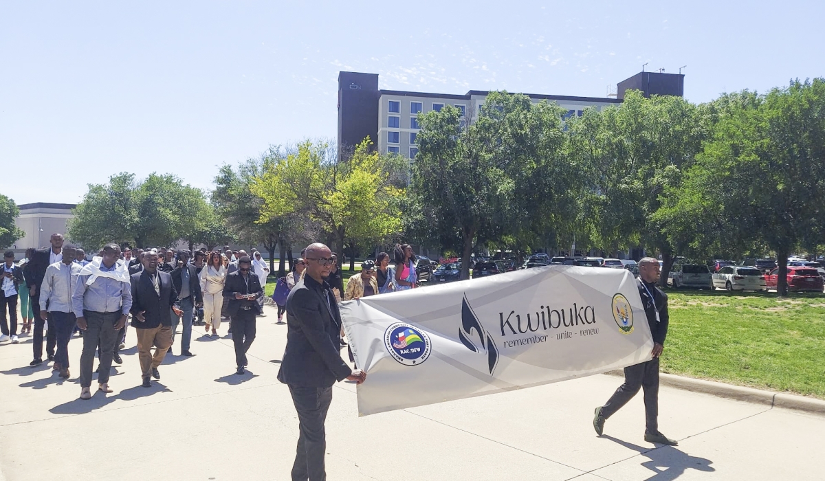 Rwandan community in Texas and friends of Rwanda during a Walk to Remember to mark the 30th commemoration of the Genocide against the Tutsi on April 13. Courtesy