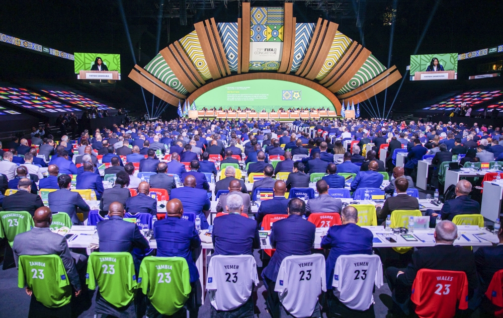 Delegates during FIFA General Assembly at BK Arena in Kigali on March 16, 2023. Photo by Olivier Mugwiza