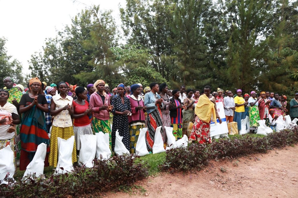 Some residents who were affected by disasters after getting the support from an NGO called Good Change Rwanda in Jali Sector in 2019. File