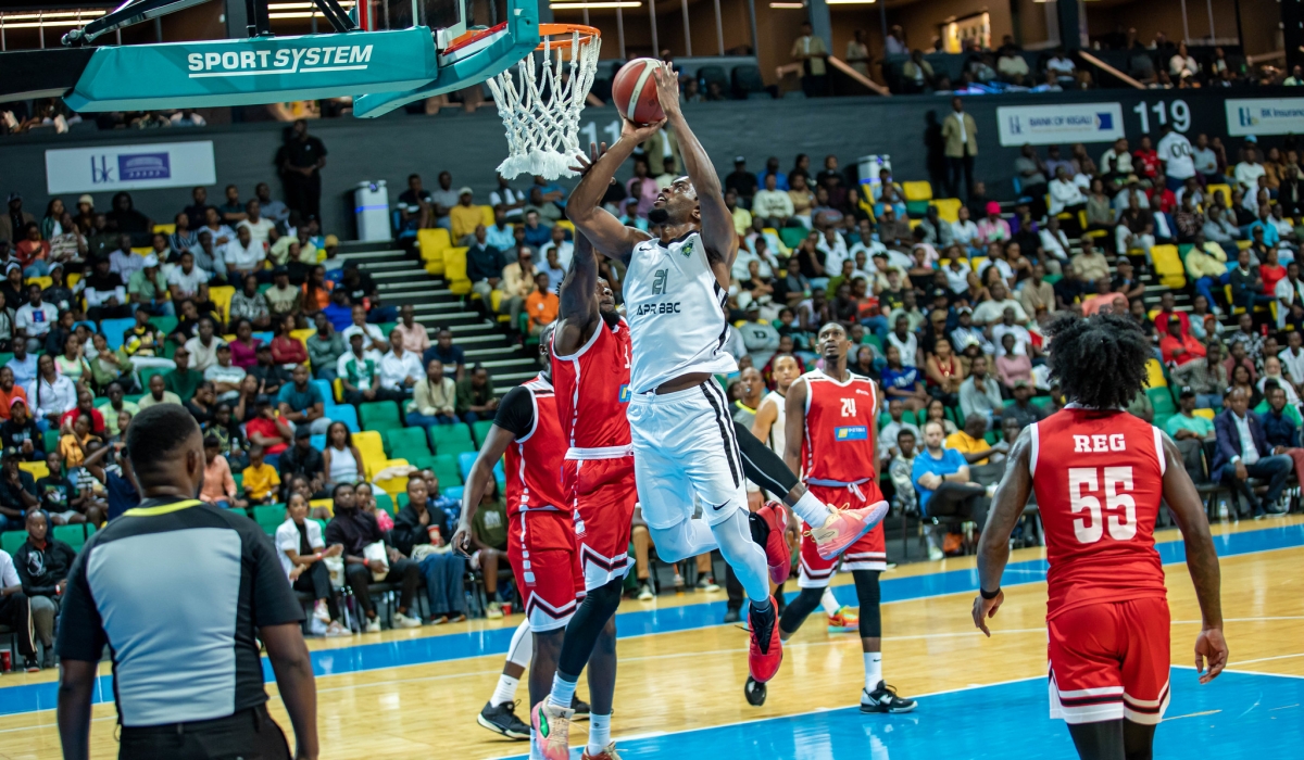 APR BBC player tries a stylish finish during the Genocide Memorial tournament. The inaugural edition of the ground-breaking Rwanda Basketball Cup is scheduled from April 26 to August 9.Dan Gatsinzi