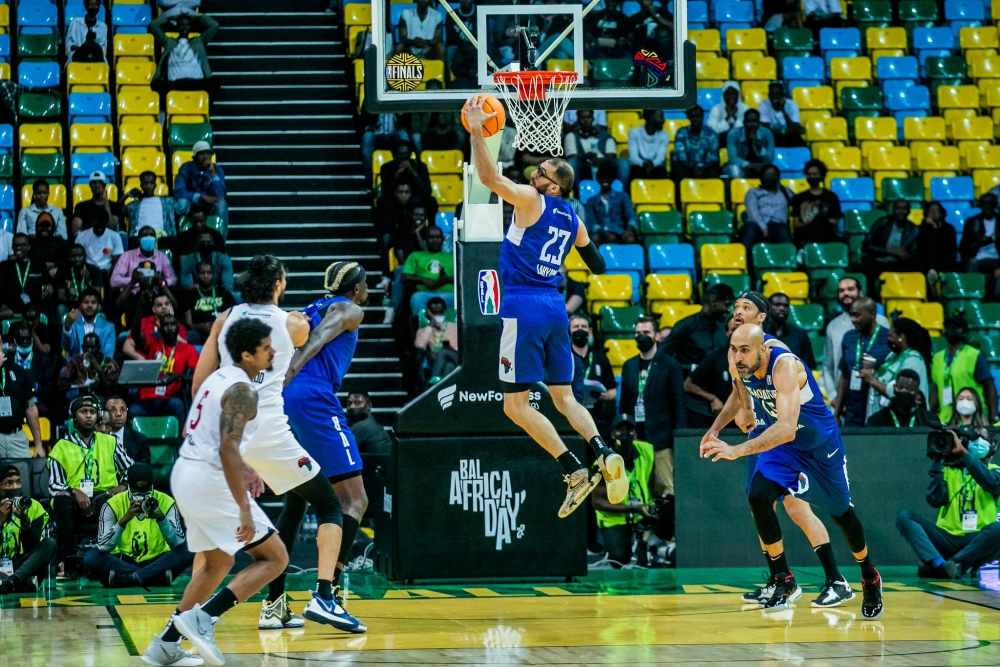 US Monastir players during a g BAL 2022 Semi-finals game against  Zamalek. APR BBC will face US Monastir at  Basketball Africa League 2024 Sahara Conference campaign   on May

4