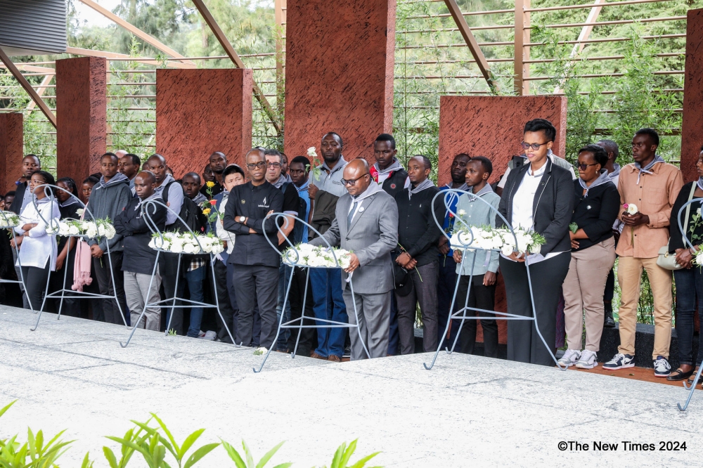 Management and staff of REG and WASAC lay wreaths during the commmemoration event of former staff of Electrogaz massacred during the Genocide against the Tutsi on April 24. All photos by Craish Bahizi