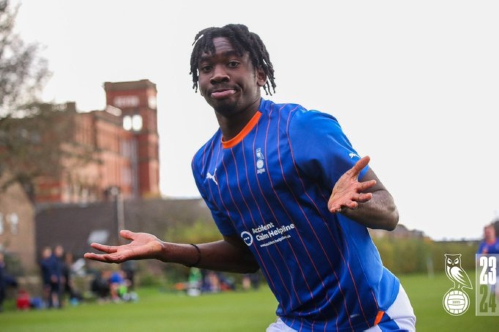Collins Kagame who is making waves with the U18 side of English National League side Oldham Athletic. Courtesy