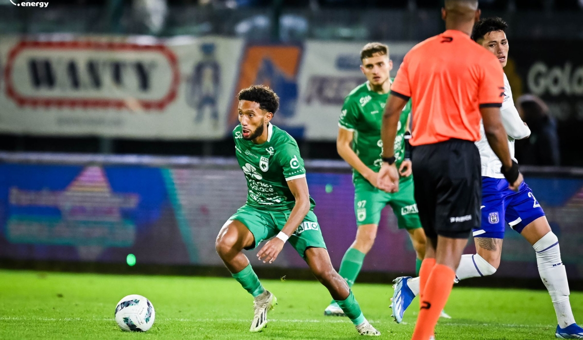 Raal La Louviere&#039;s Samuel Gueulette with the ball during the game. Gueulette played a key role as Raal won the Belgian 1st National League with three games to spare. Courtesy