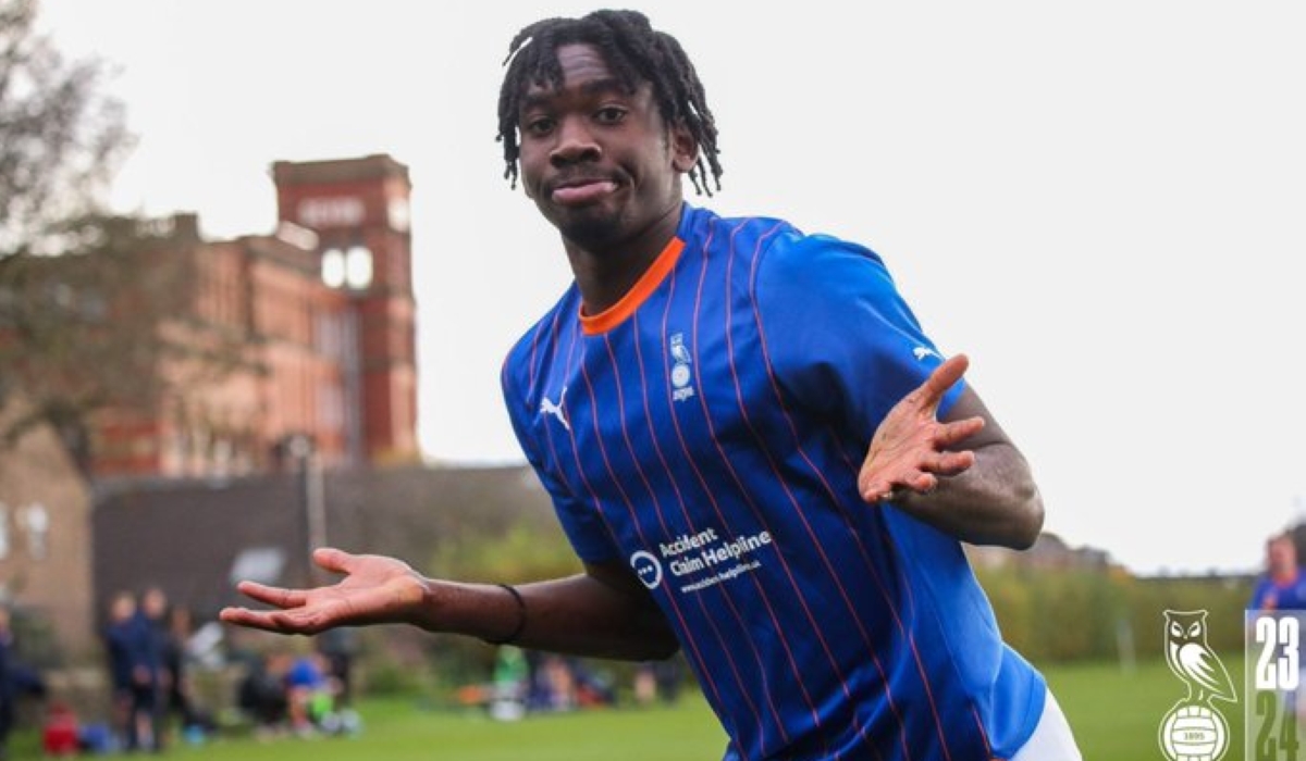 Collins Kagame who is making waves with the U18 side of English National League side Oldham Athletic. Courtesy