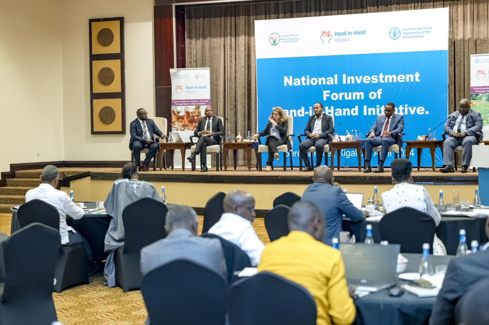 Delegates follow panelists during the National Investment Forum of the Hand-in-Hand Initiative, which was held on April 23 in Kigali. Courtesy