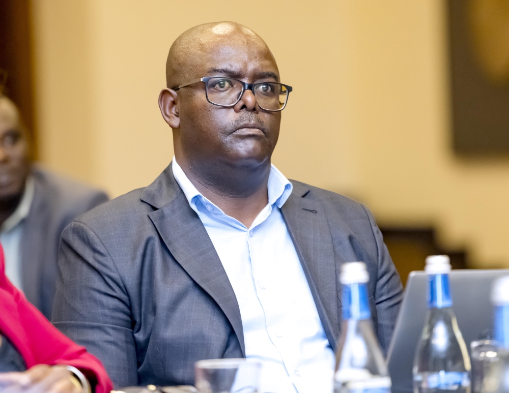 Jean Claude Shirimpumu, the Chairperson of the Rwanda Pig Farmers' Association during the meeting