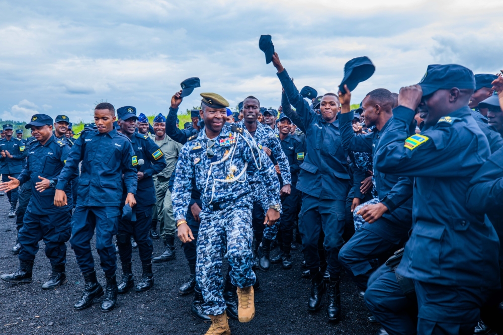 The Director General of the Central African Republic (CAR) National Police, Controller-General Bienvenu Zokoue joined the trainees in a morale-boosting session.