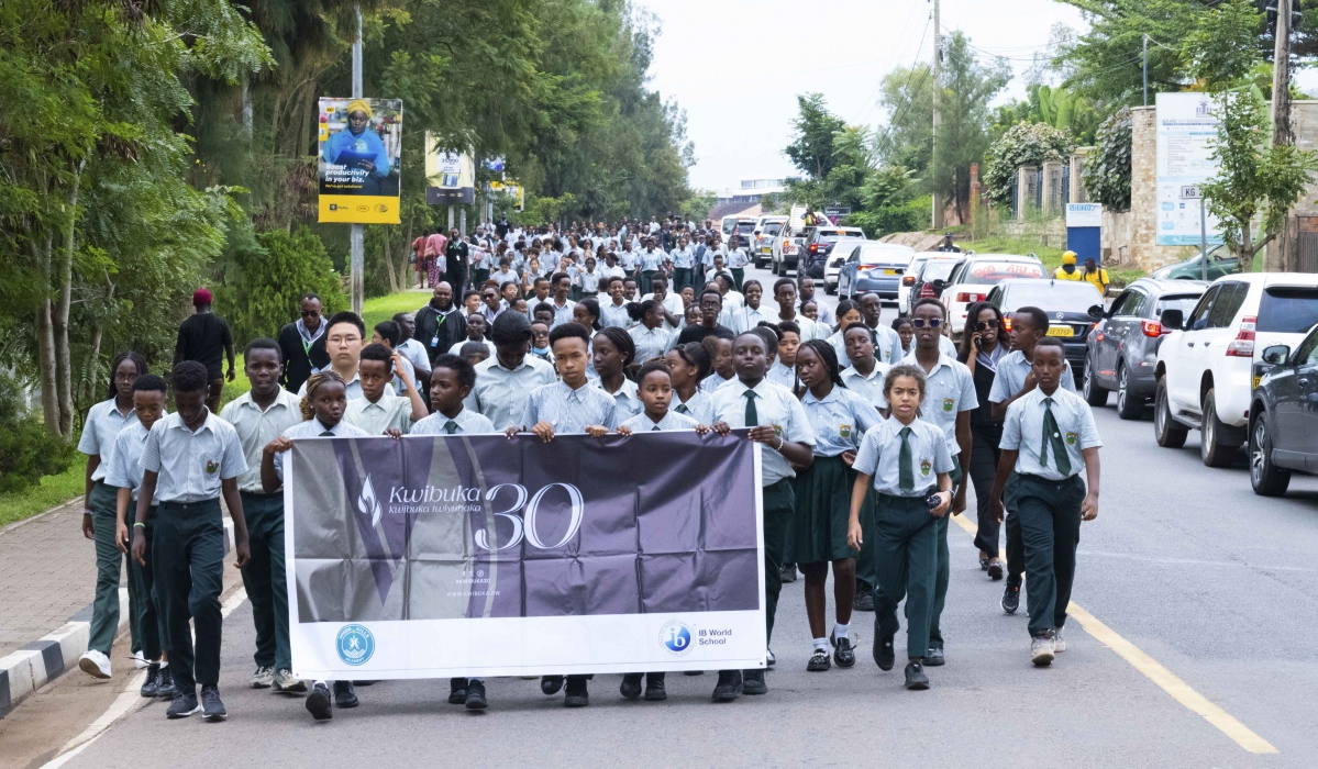 Green Hills Academy (GHA) students, along with staff, parents,  during a Walk to Remember  the 1994 Genocide against the Tutsi On Friday, April 26. Courtesy