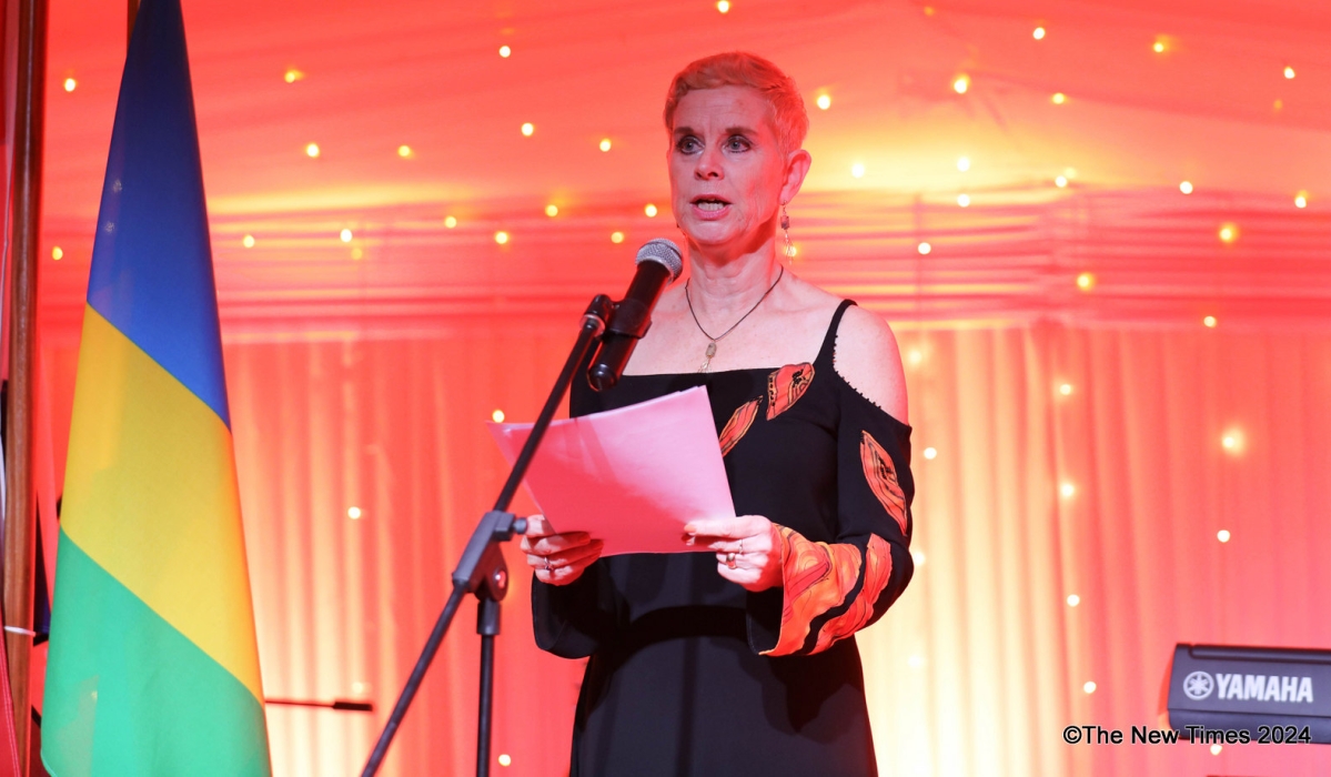 Joan Wiegman , the Dutch Ambassador to Rwanda, delivers remarks as the Dutch community in Rwanda celebrated King&#039;s Day  On Thursday evening, April 25. All photos by Craish Bahizi 