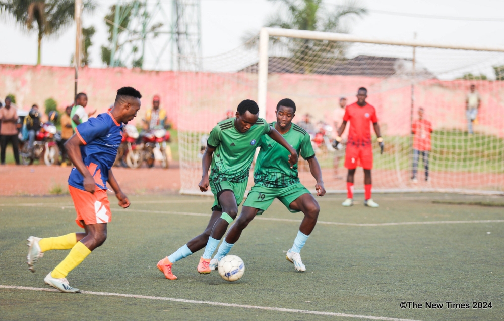 Interforce Fc player controls the ball against Vision FC at Mumena stadium