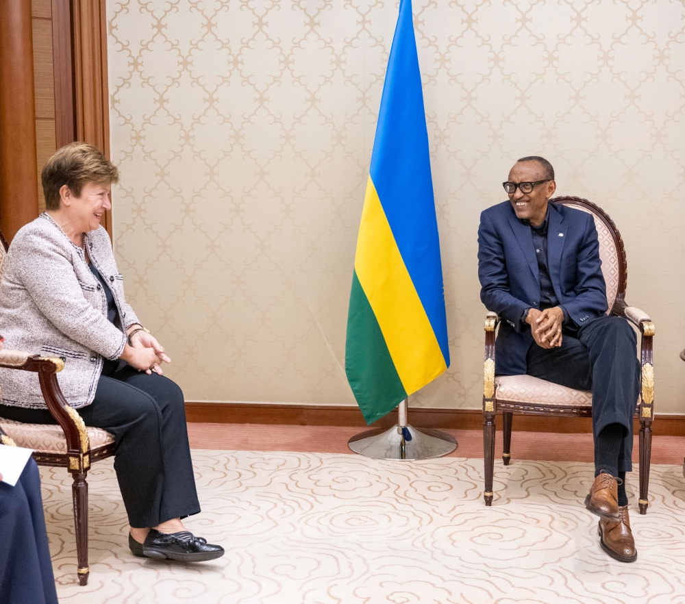 President Paul Kagame met with Kristalina Georgieva, the Managing Director of the International Monetary Fund (IMF) on Sunday, April 28 for a discussion on the fruitful collaboration between Rwanda and the IMF. Photo_Village Urugwiro 