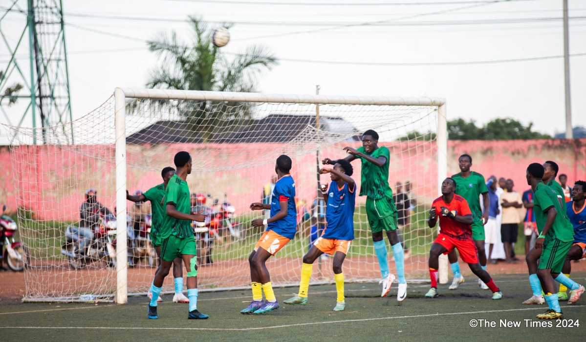 Vision FC and  Interforce FC vie for the ball  during  a goalless draw at Mumena Stadium on Saturday, April 27. Photos by Craish Bahizi