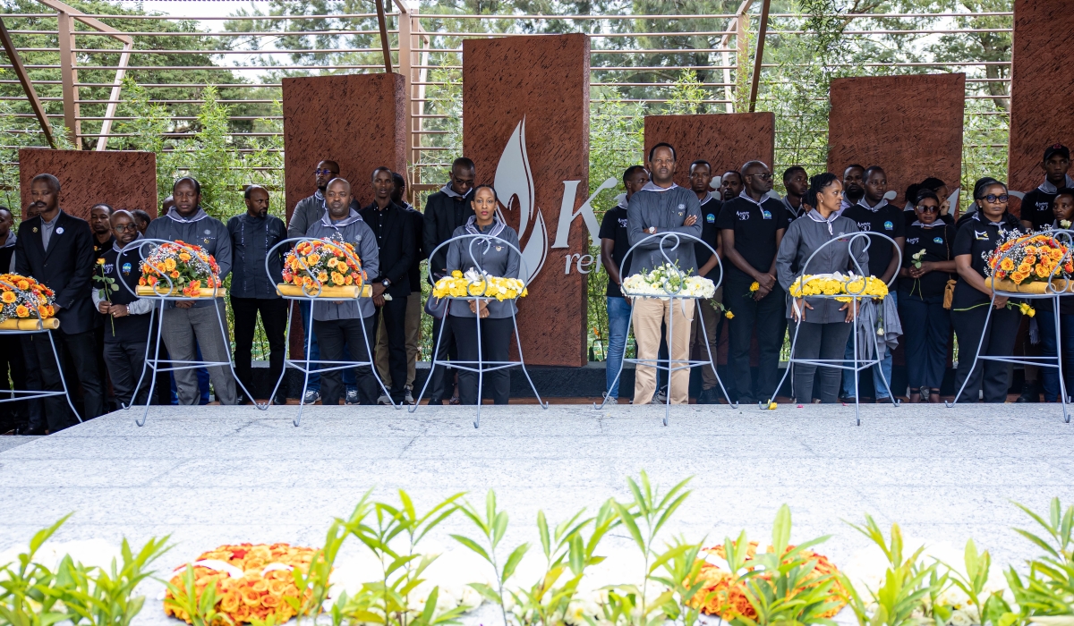 Senior management of the Crystal Ventures Ltd and subsequent subsidiaries of the Group observe a moment of silence to pay tribute to victims of the 1994 Genocide against the Tutsi at the Kigali Genocide Memorial on Friday, April 26. Photos by Dan Gatsinzi