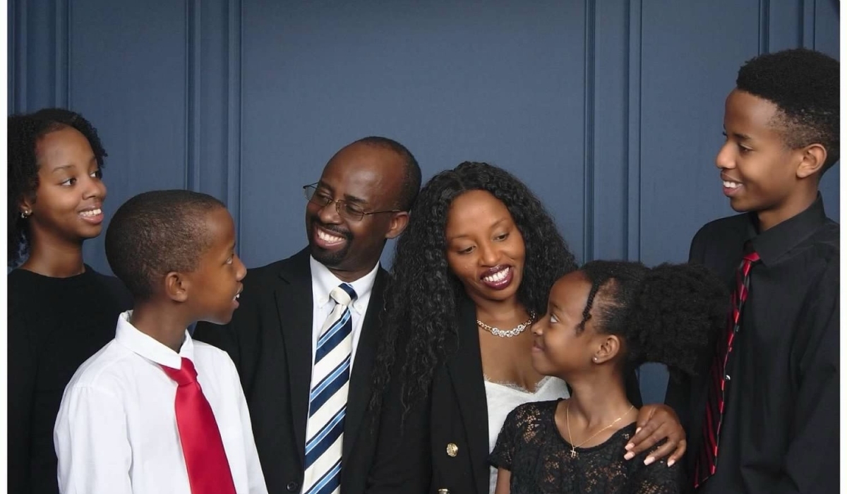 Jason Havuga Nshimye with his wife Francoise Uwimana Nshimye and their four children.  Courtesy photo.