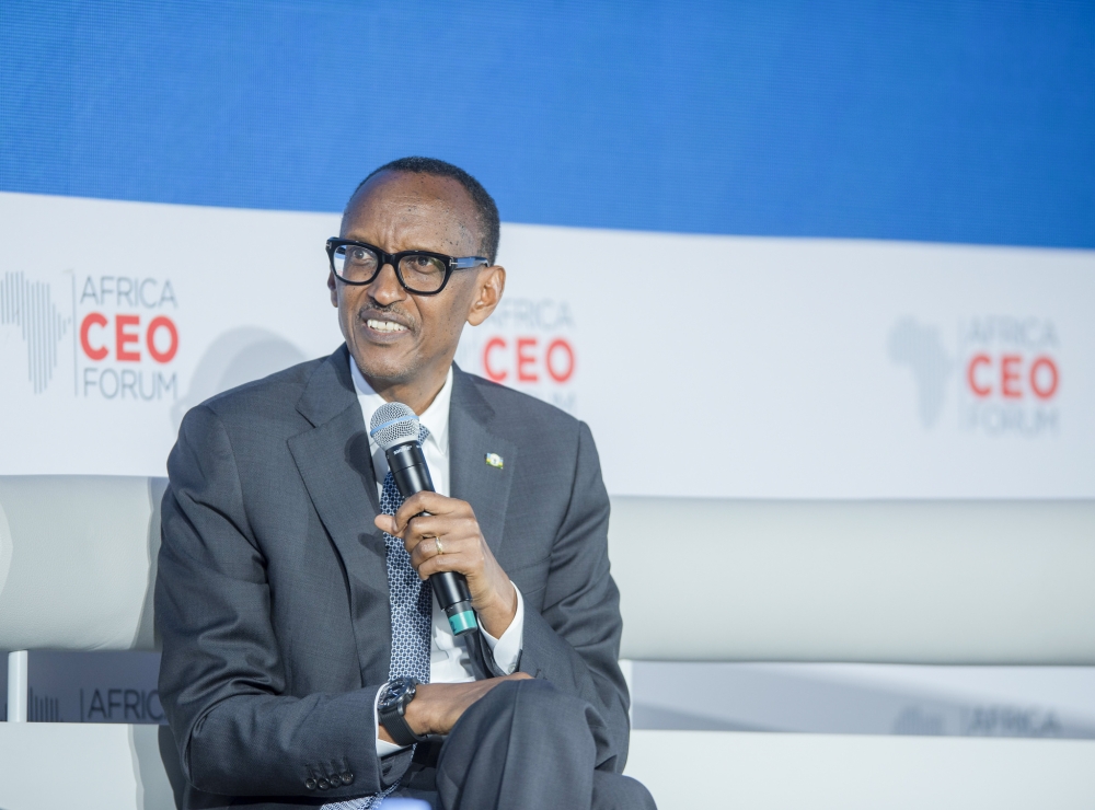 President Paul Kagame speaks during the past edition of AFRICA CEO Forum in Kigali on March 25, 2019. Five Presidents are expected to attend the upcoming Africa CEO Forum 2024. Photo by Village Urugwiro