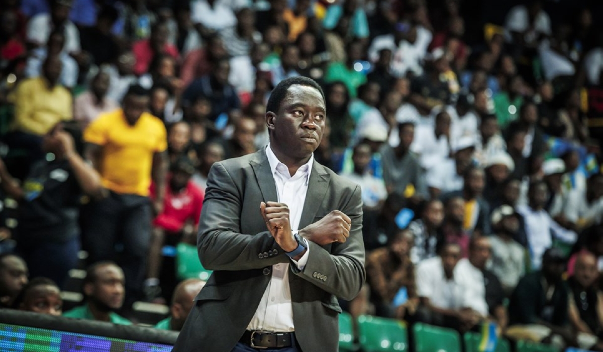 Rwanda’s national basketball team head coach Cheikh Sarr during a game at BK Arena