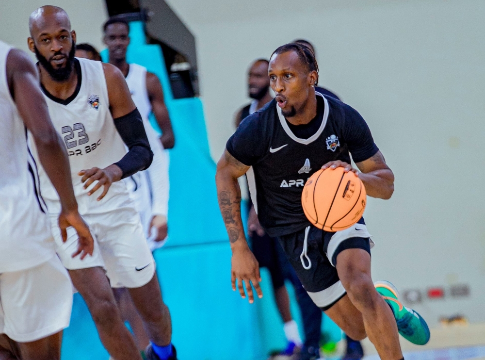 Rwandan-American point guard Adonis Filer during a training session in Kigali. Filer has rooted for a winning attitude ahead the Basketball Africa League (BAL). Courtesy