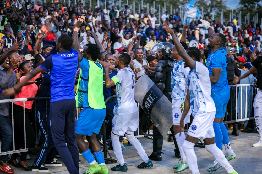Police Fc supporters cheer on players as they netted the second goal Police Fc supporters cheer on players as they netted the second goal