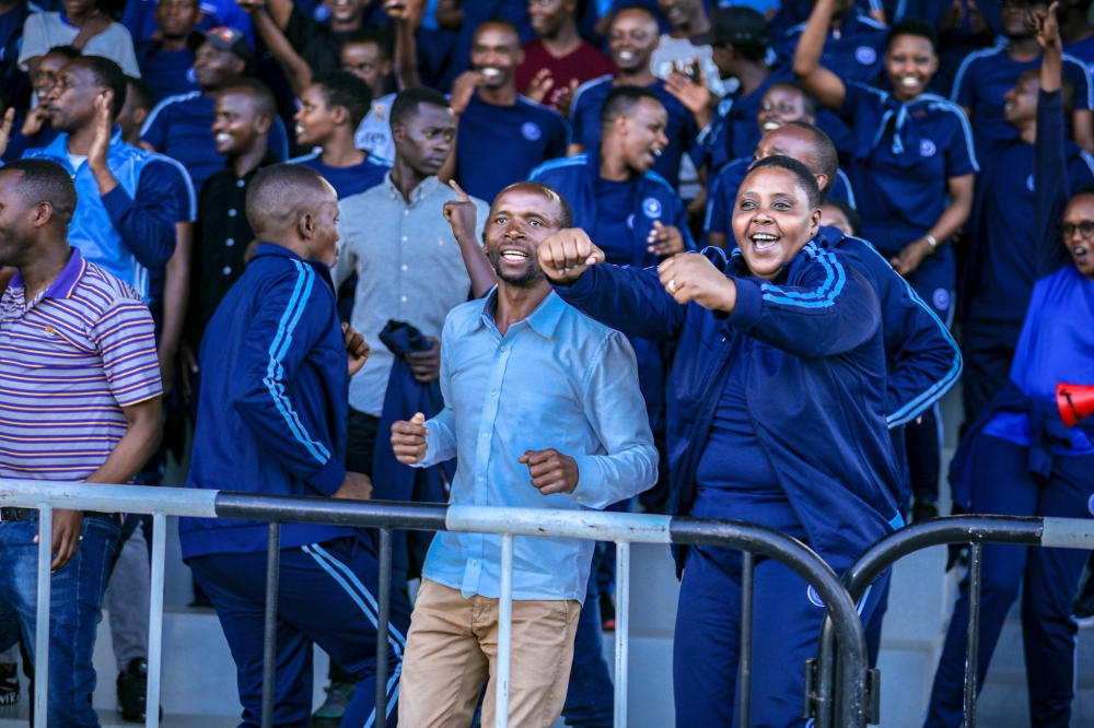 Law enforcers&#039; team supporters celebrating the 2-1 victory against Bugesera FC on May 1