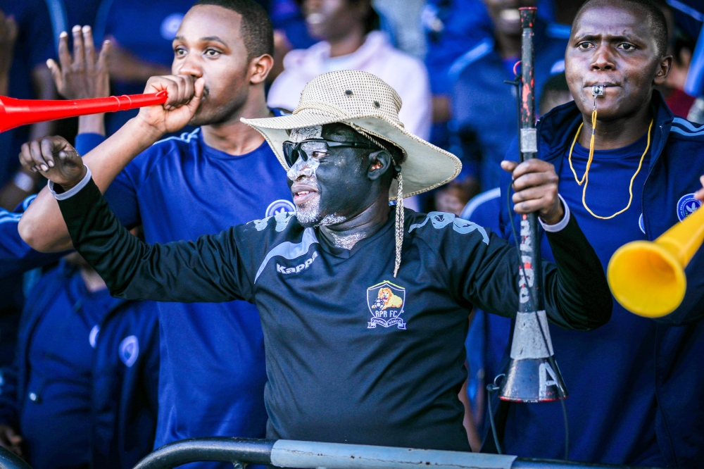 APR FC supporter Rujugiro joined  Police FC fans at the stadium