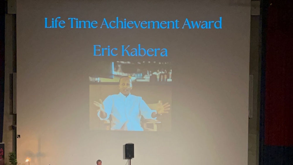 Rwandan filmmaker Eric Kabera won the Lifetime Achievement Award at Afrika Film Festival in Leuven, Belgium. Courtesy photos