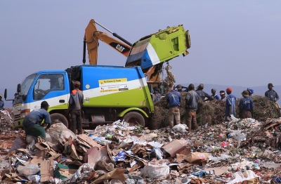 Workers sorting waste at Nduba landfill in Nduba Sector, Gasabo District. File