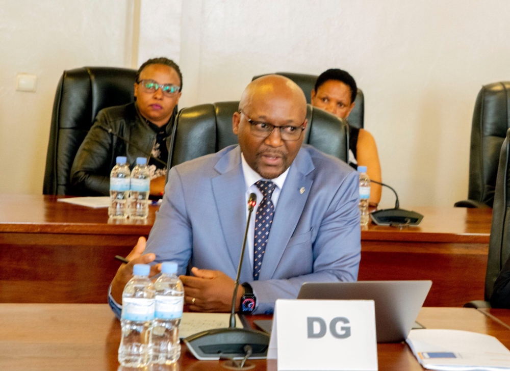 The Director General of Rwanda Basic Education Board (REB), Nelson Mbarushimana, addresses members of the Parliament’s Public Accounts Committee (PAC) on May 2. Courtesy