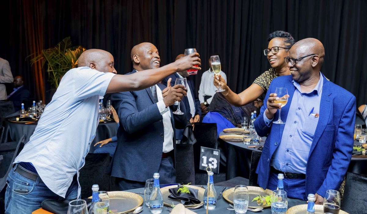 Bank of Kigali CEO Diane Karusisi (2nd Right) toasts with customers as BK hosted an exclusive evening affair, The BK Legacy Dinner, on Friday, May 3. Courtesy