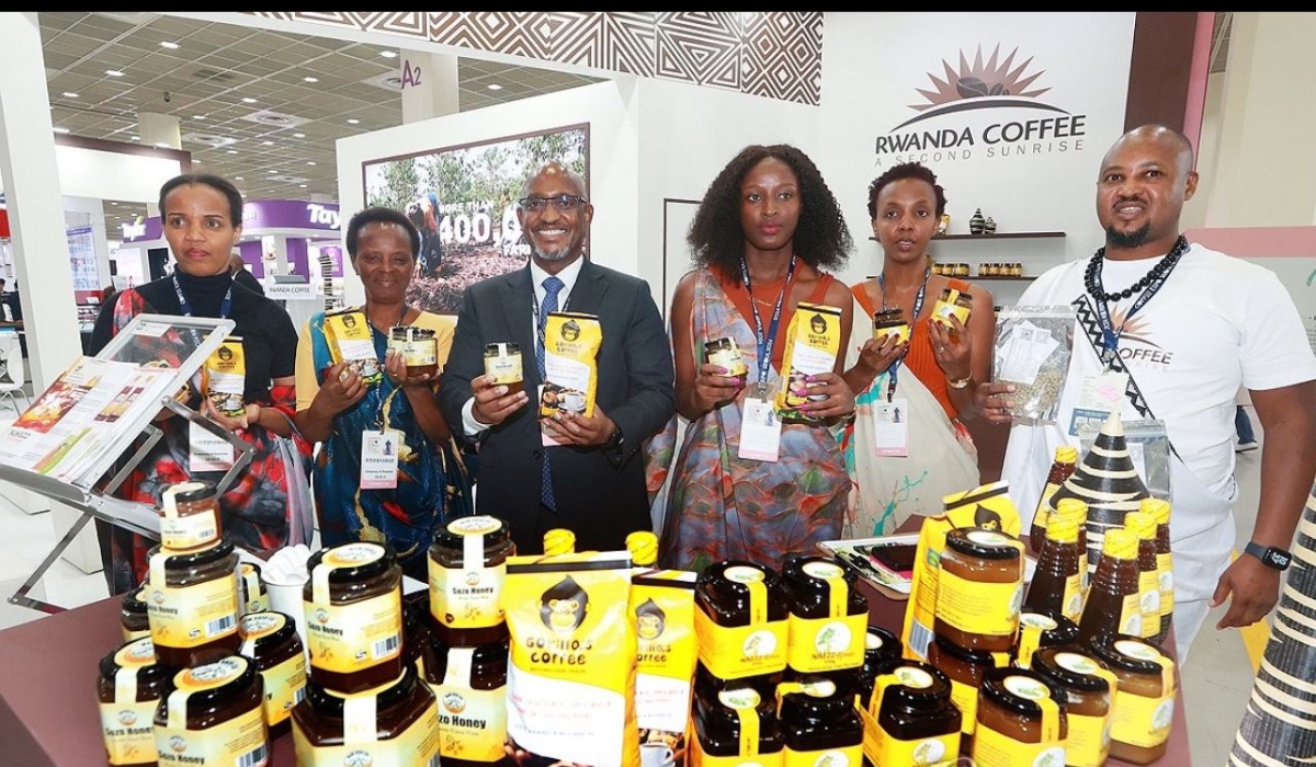 Rwandan exhibitors pose for a  photo during the Coffee Expo Seoul 2024”, the biggest coffee exhibition in South Korea, which took place on March 21-24. Courtesy