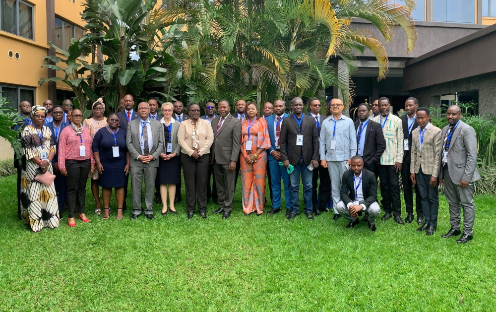 Legal experts from Central African countries pose for a group photo in Kigali on May 3. The statement follows a week-long assembly of the network for environmental lawyers from Central African countries. Courtesy