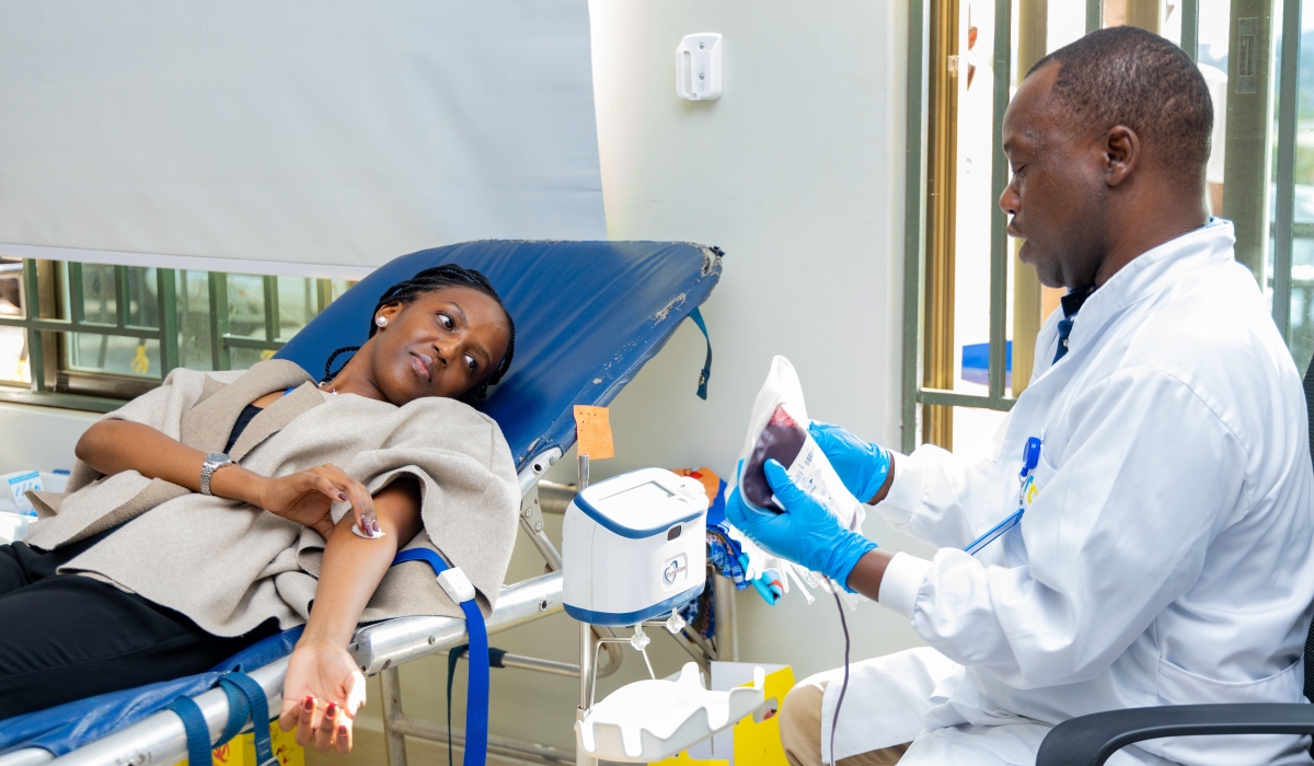 Irembo staff donates blood during the exercise on Friday, May 4. Irembo, on May 4 announced its partnership with Rwanda Biomedical Center (RBC) to launch a blood donation initiative. Courtesy