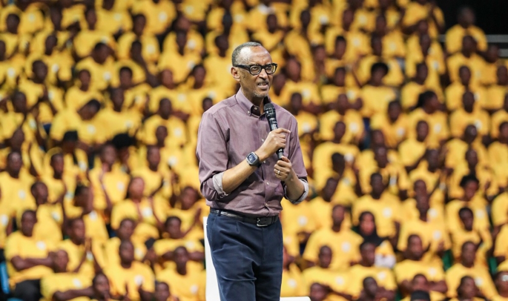 President Paul Kagame addresses over 7,000 young people from across the country at the 10-year celebration of Youth Volunteers  at BK Arena, in Kigali on May 7. Photos by Dan Gatsinzi