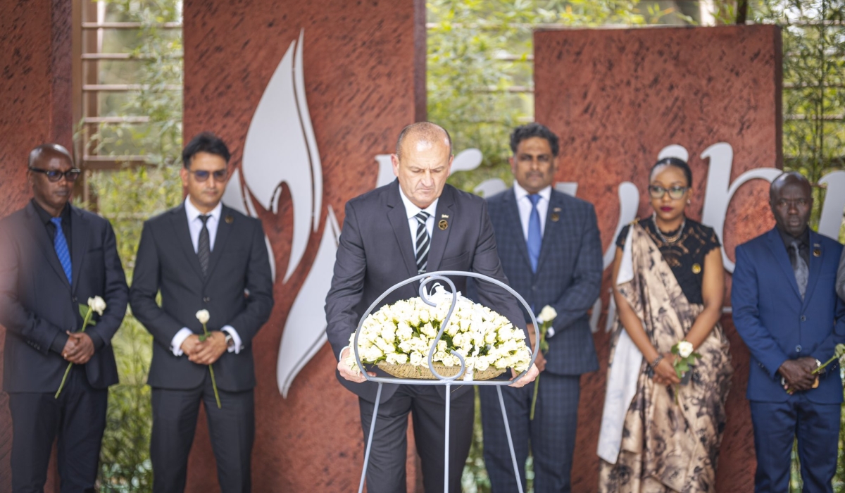 Management and staff of Radisson Blu Hotel and Kigali Convention Centre and Park Inn by Radisson, lay wreaths to pay tribute to victims of the Genocide against the Tutsi at Kigali Genocide Memorial on Friday, May 3. Courtesy