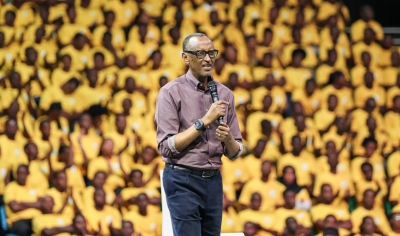President Paul Kagame addresses over 7,500 young people from across the country at the 10-year celebration of Youth Volunteers  at BK Arena, in Kigali on May 7. Photos by Dan Gatsinzi