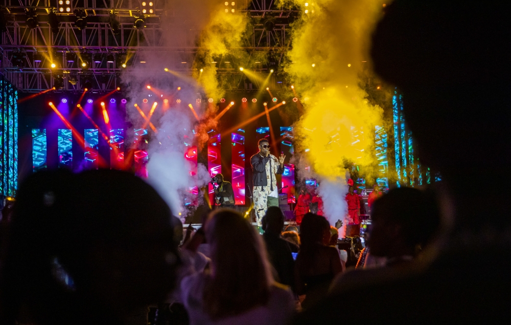 Bruce Melodie during his performance at BK Arena in Kigali on on November 6, 2021. Photo by Olivier Mugwiza
