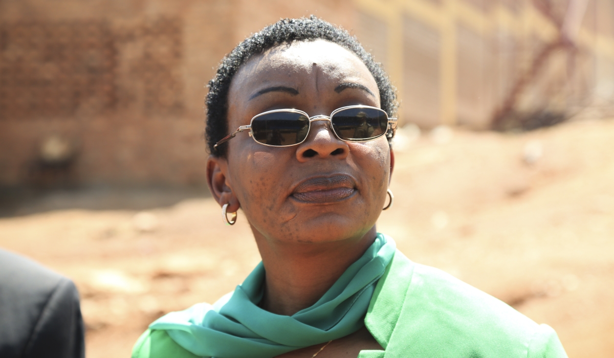 Convict Victoire Ingabire at Nyarugenge Prison after receiving her release letter on  September 15, 2018. Photo by Sam Ngendahimana