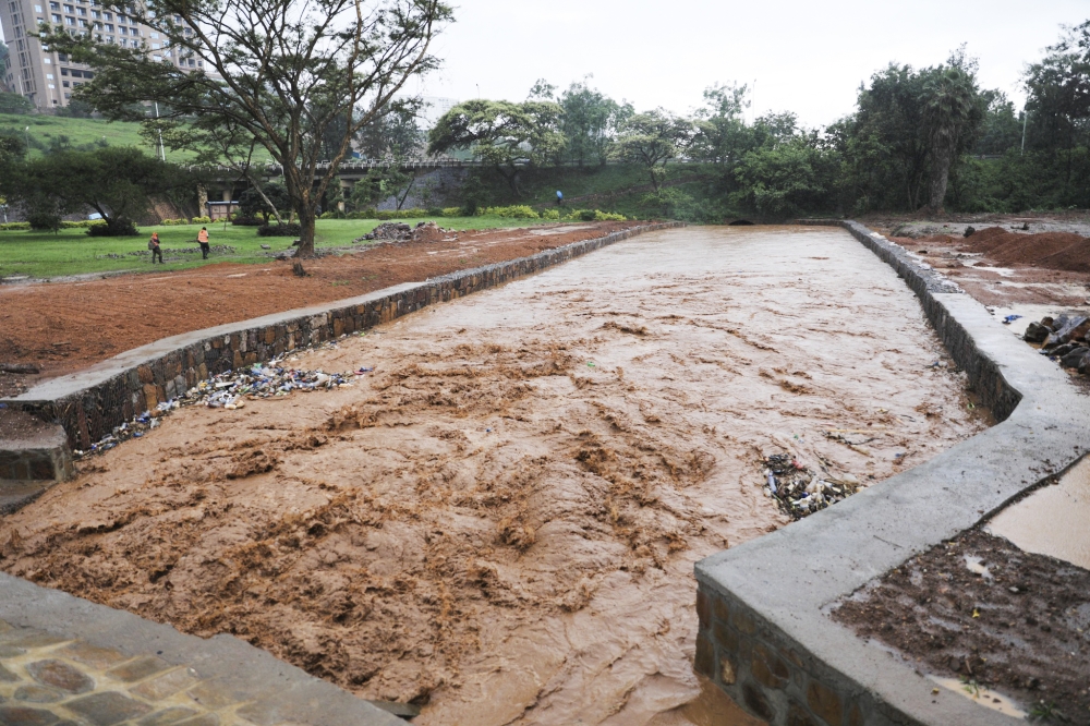 A newly constructed water drainage to curb floods at Kanogo in Kigali. Photo by Sam Ngendahimana
