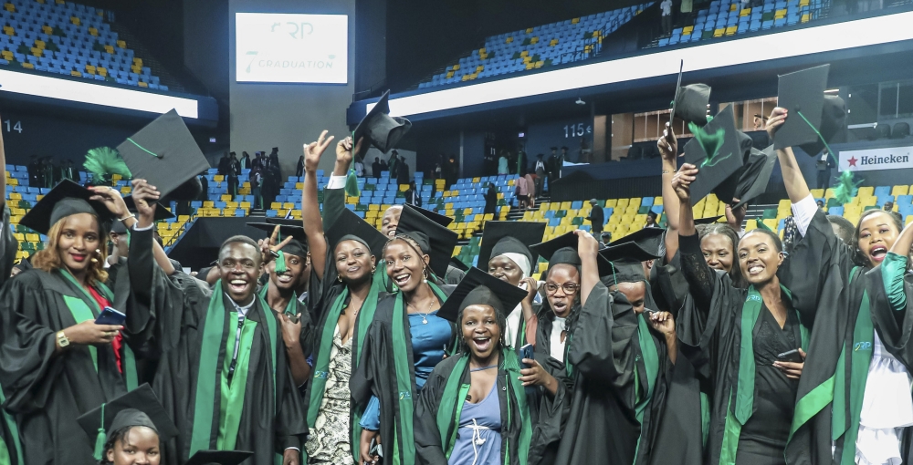 Some of the 3024 graduates pose for a group photo during Rwanda Polytechnic&#039;s 7th graduation ceremony at BK Arena on Thursday, May 9. All photos by Dan Gatsinzi