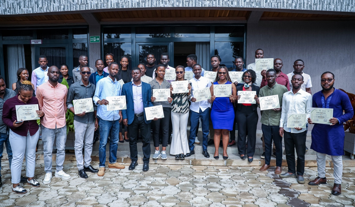 At least 50 engineering professionals received certificates after completing a five-day intensive training on soft skills, including communication on May 8. Photos by Dan Gatsinzi.