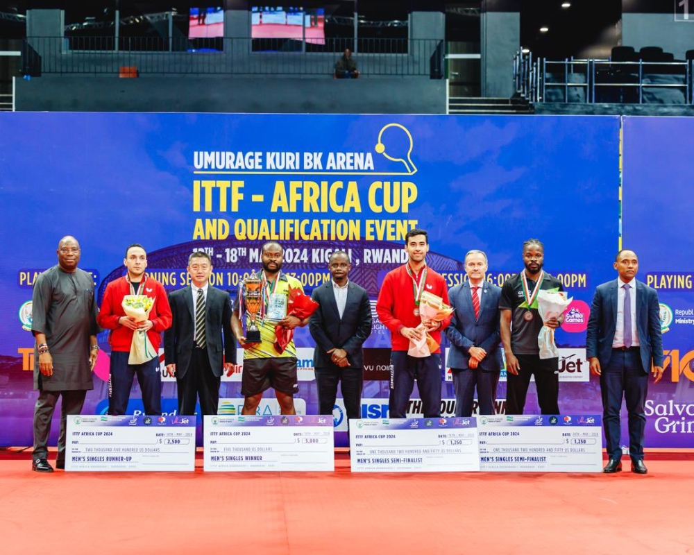 Winners of ITTF Africa Cup 2024 pose for a photo with officials during the awarding ceremony-courtesy