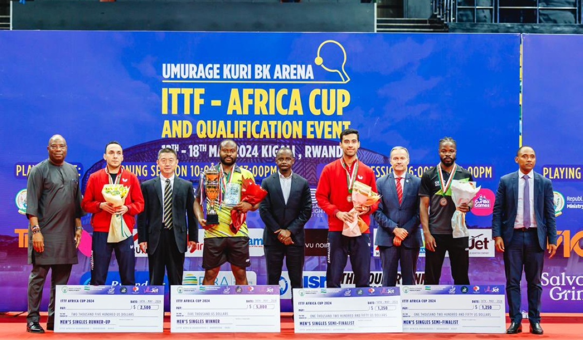 Winners of ITTF Africa Cup 2024 pose for a photo with officials during the awarding ceremony-courtesy