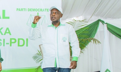 Abbas Mukama, the National Consultative Forum of Political Organisations (NFPO) spokesperson, during an Ideal Democratic Party (PDI) party congress in Kigali in April. Mukama has warned NFPO member organisations to avoid dirty money ahead of the 2024 electoral campaigns. Courtesy