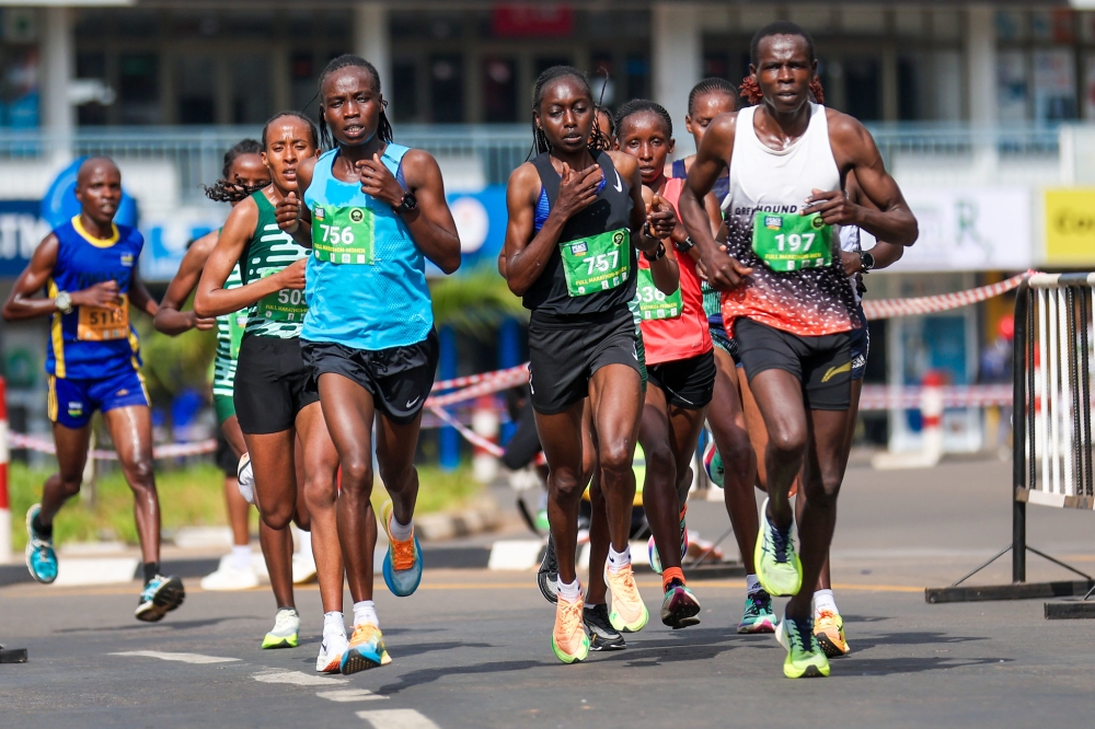 Athletes compete during Kigali International Peace Marathon in 2022.  Photo by Olivier Mugwiza