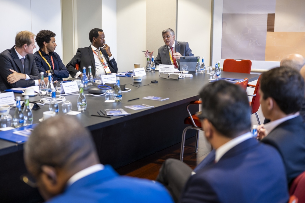 Delegates interact during a session on the puzzle to transform Africa’s agriculture sector on the sidelines of  the Africa CEO forum. Photos by Olivier Mugwiza
