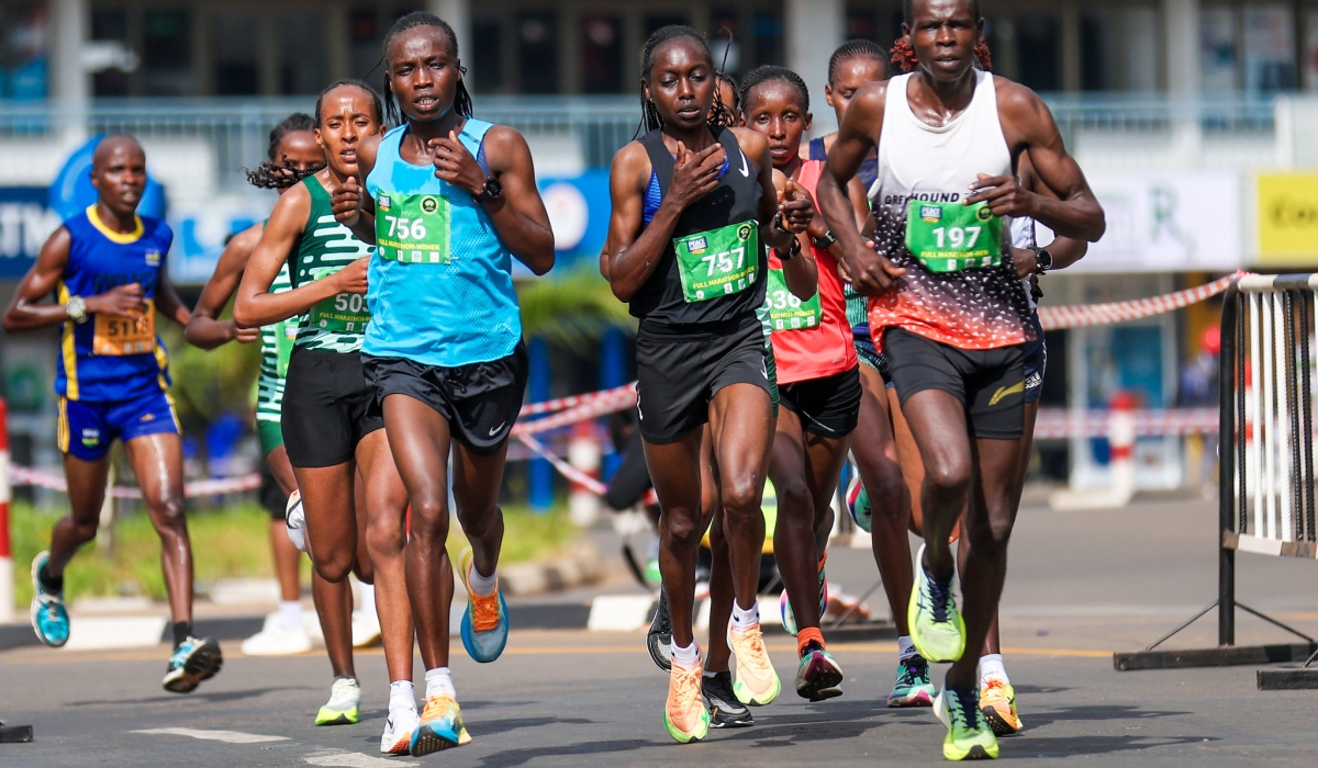 Athletes compete during Kigali International Peace Marathon in 2022.  Photo by Olivier Mugwiza
