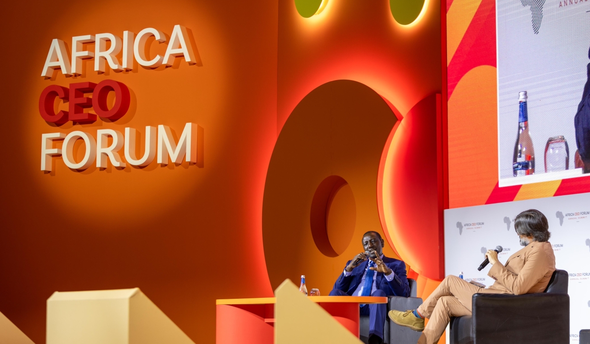 President William Ruto of Kenya speaks at the panel during the Africa CEO Forum. Courtesy.