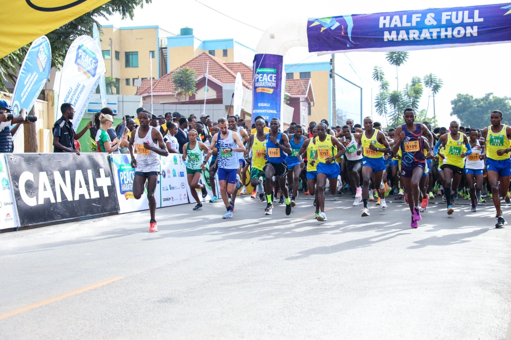 Athletes compete during the 2023 edition. The 19th edition of the Kigali International Peace Marathon slated for June 9. Photo by Dan Gatsinzi