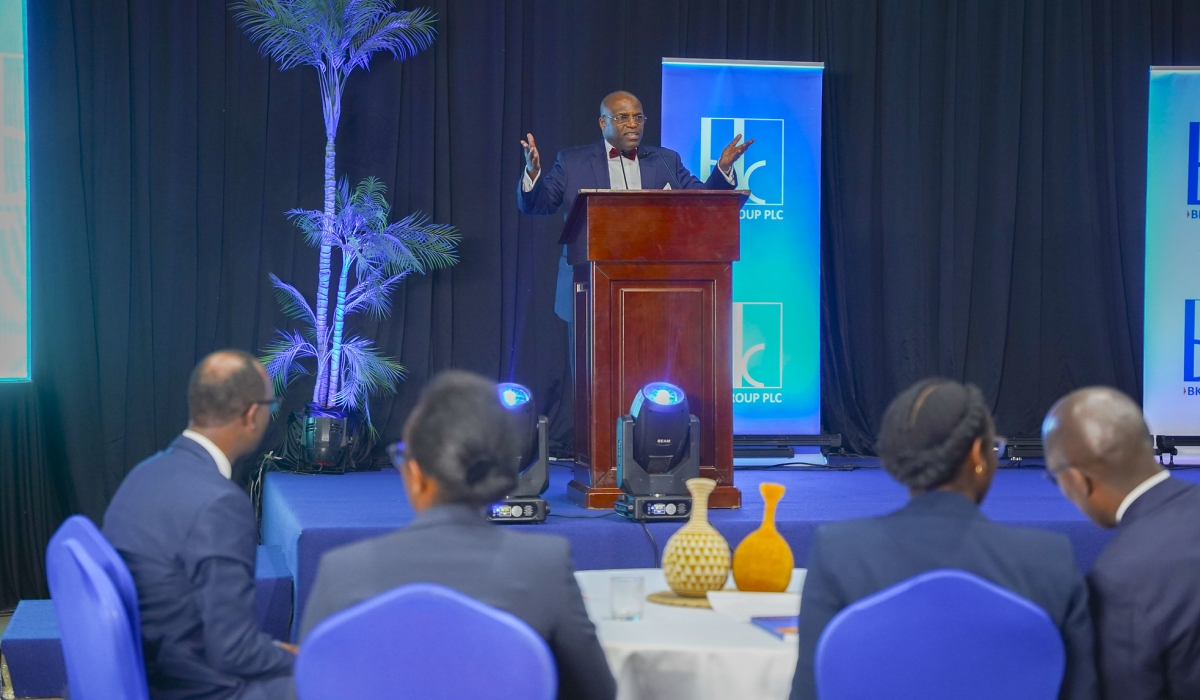 Jean Philippe Prosper, Chairperson of the Board addresses delegates during BK Group Plc  Annual General Meeting (AGM) on Wednesday, May 22. Photos by Craish Bahizi