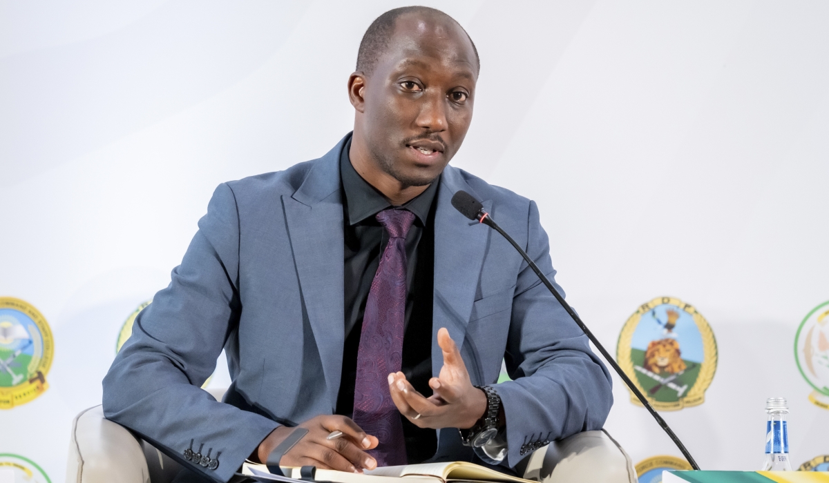 Minister of Infrastructure Jimmy Gasore, speaks a panel discussion during the eleventh National Security Symposium 2024, on May 23. Courtesy